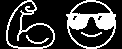 The cool sunglasses and flexed bicep emoji as a png